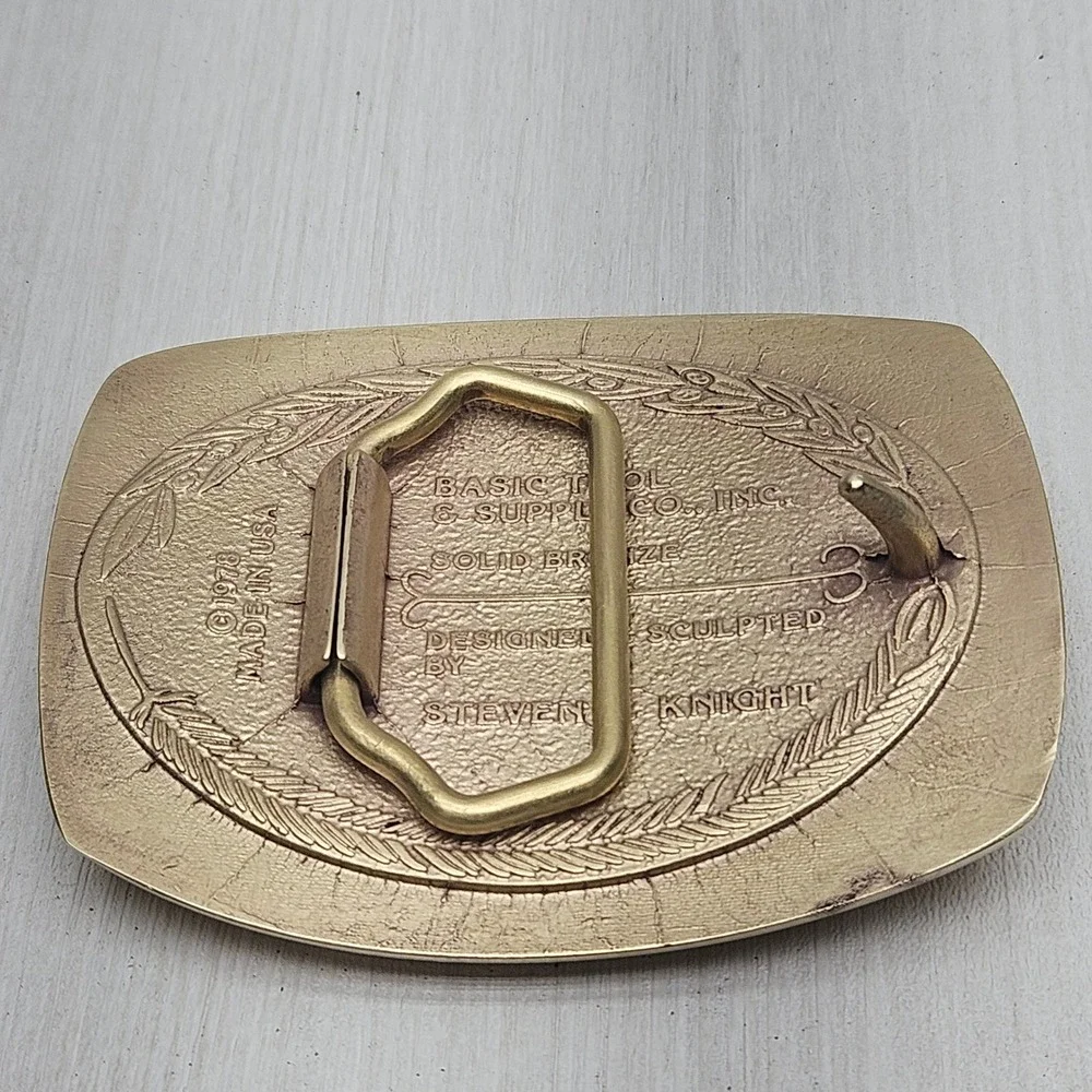 Vintage‎ 1978 Solid Bronze Eagle Belt Buckle Steven L Knight USA